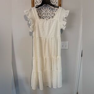 White Ruffled Sleeve Dress